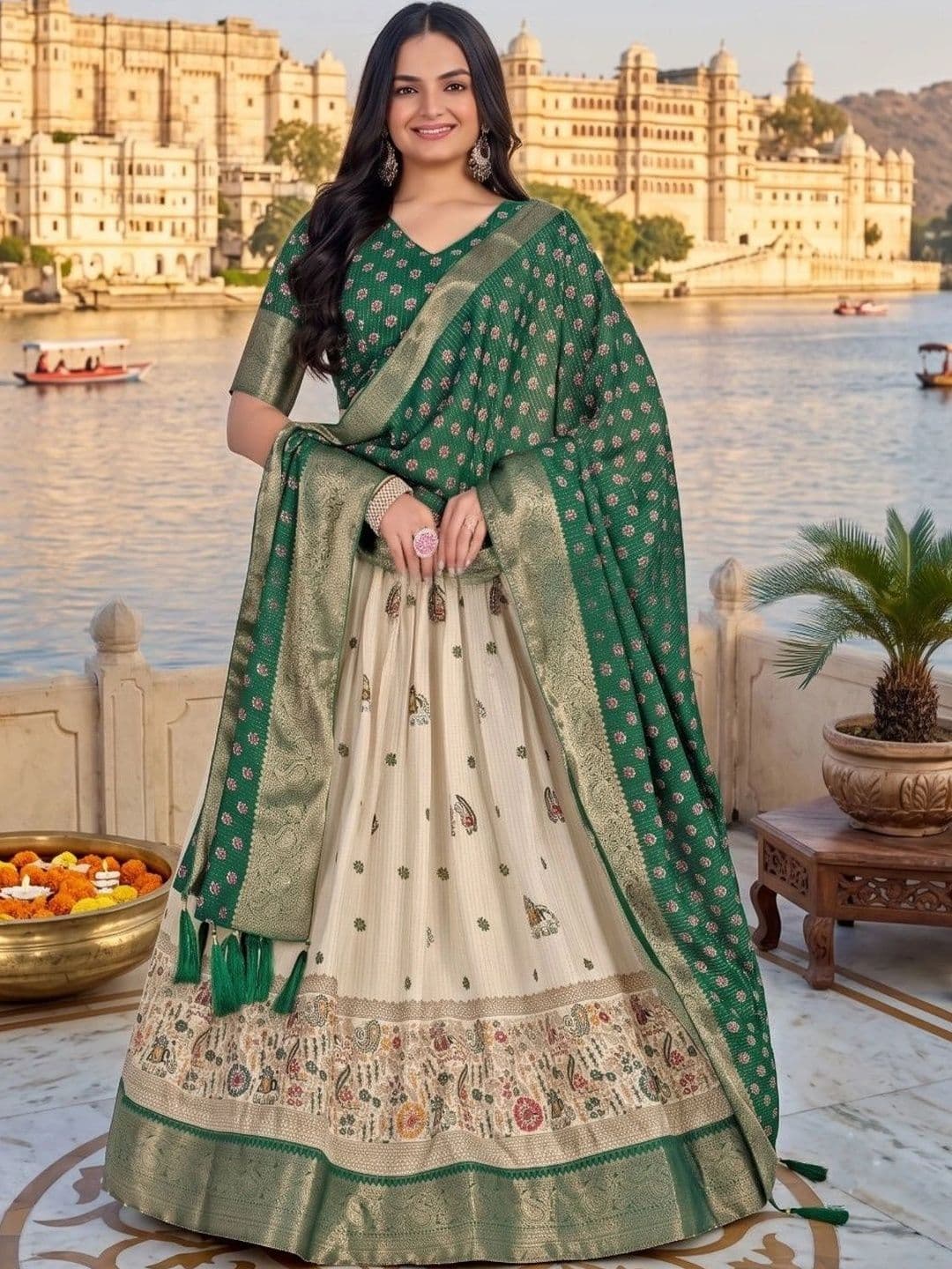 Anouk Semi-Stitched Lehenga & Unstitched Blouse With Dupatta - view 1