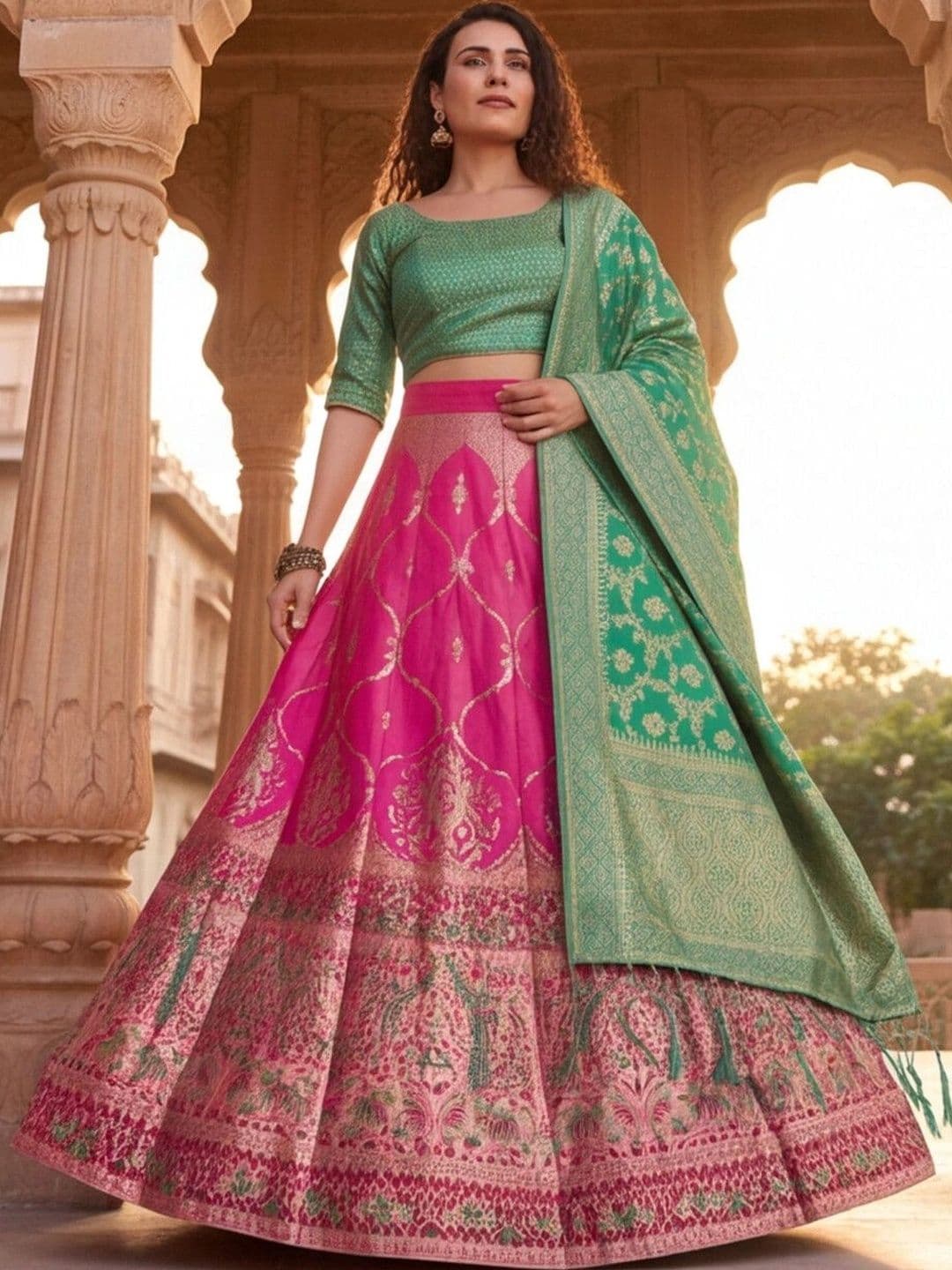Anouk Rustic Semi-Stitched Lehenga & Unstitched Blouse With Dupatta thumbnail 6