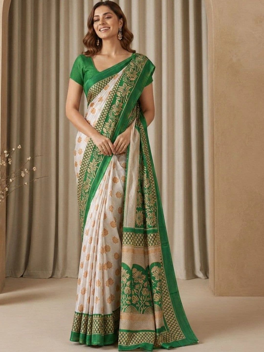 RegalDrapes Ethnic Motifs Zari Saree - view 1