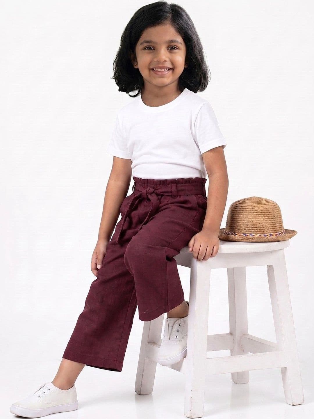 makemyfab Girls Linen Cropped Palazzos thumbnail 6