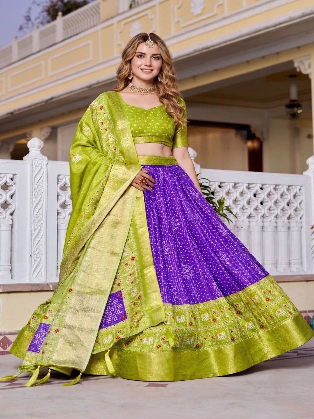 Anouk Printed Semi-Stitched Lehenga & Unstitched Blouse With Dupatta thumbnail 3