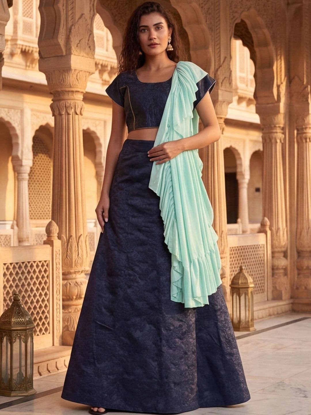 Anouk Rustic Semi-Stitched Lehenga & Unstitched Blouse With Dupatta thumbnail 2