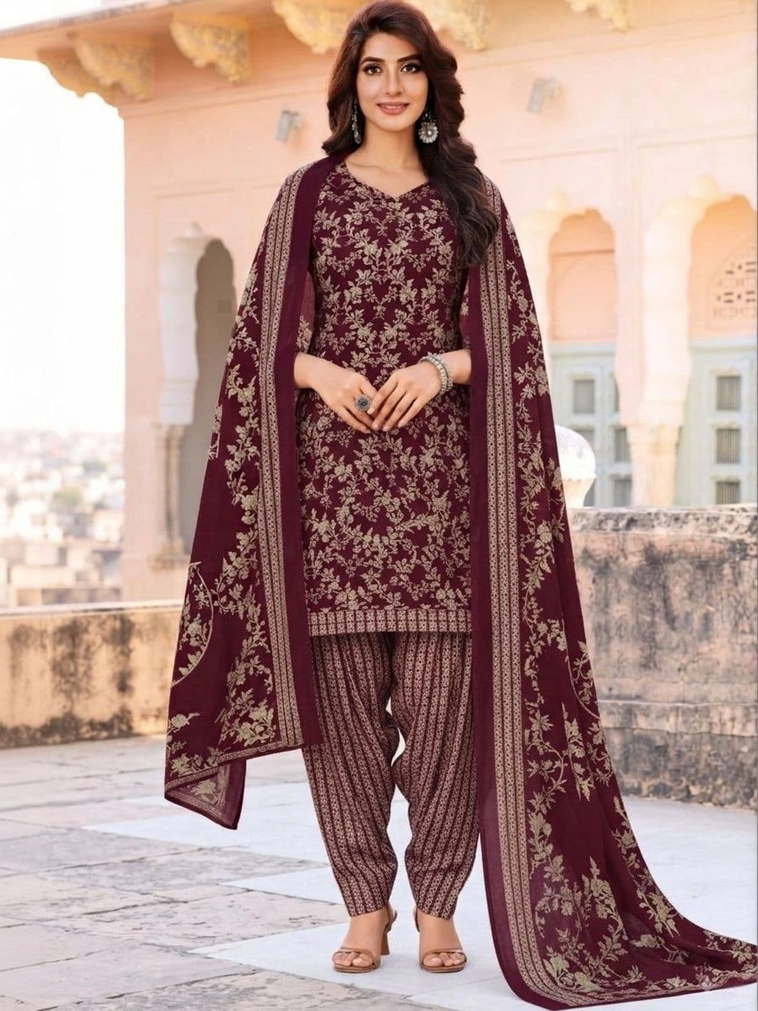 shree jeenmata collection Printed Pure Cotton Unstitched Dress Material thumbnail 2