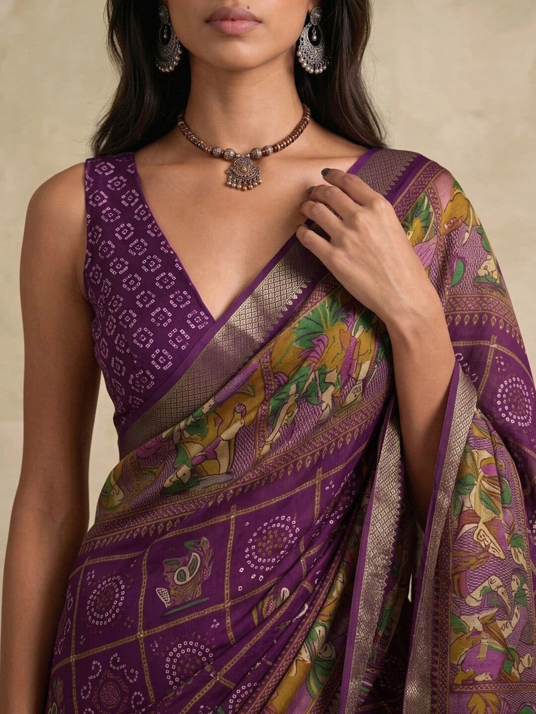 SAARA Ethnic Motifs Zari Pure Georgette Saree thumbnail 7