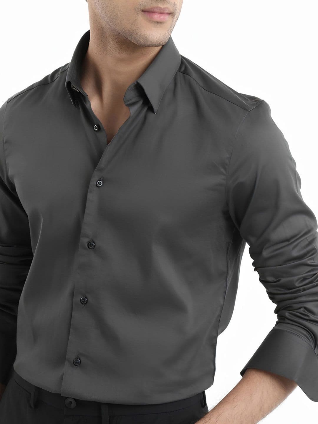 URBANICE Men Premium Slim Fit Solid Spread Collar Cotton Casual Shirt thumbnail 6
