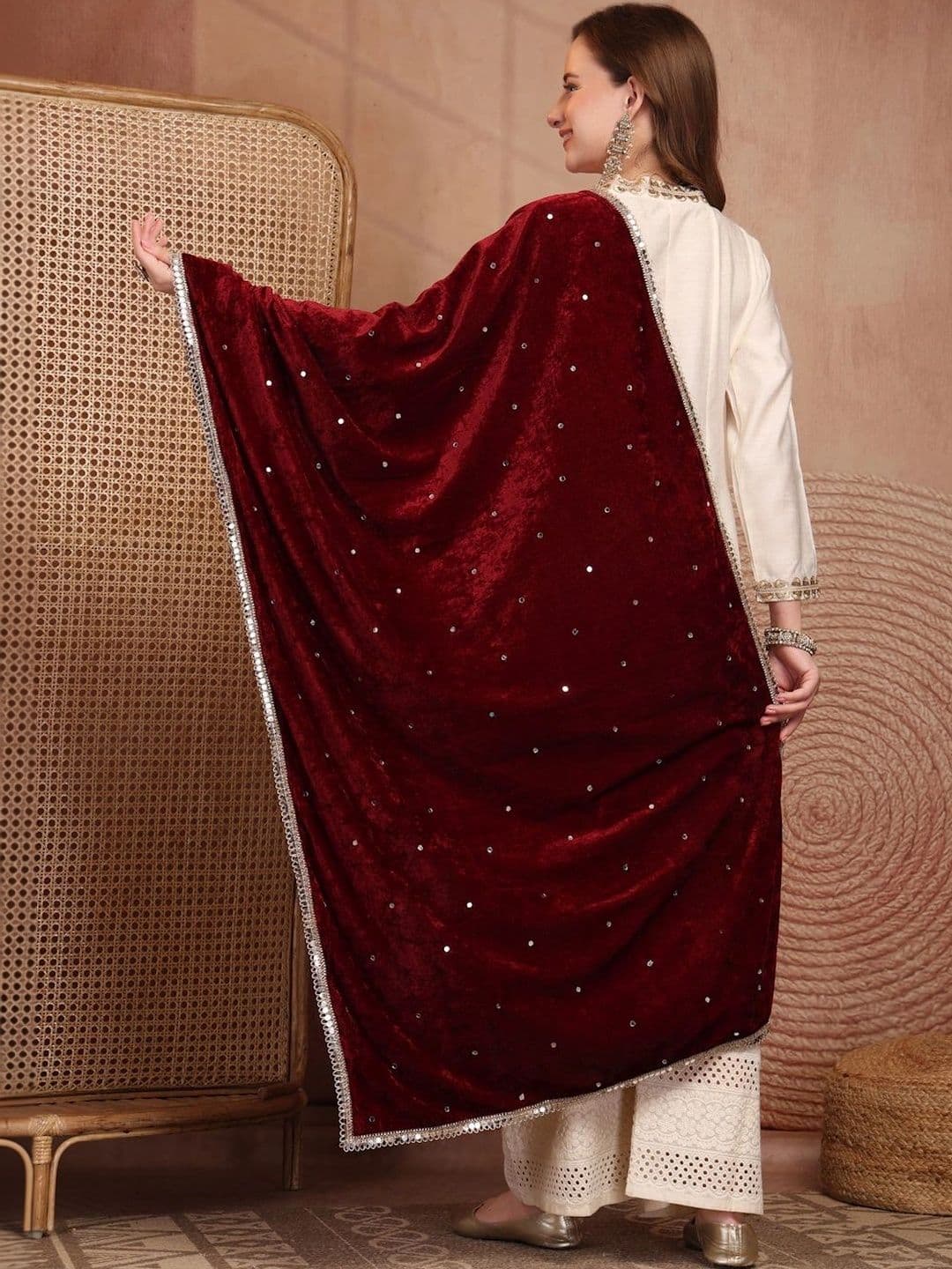 Clora Creation Velvet Dupatta with Sequinned thumbnail 5