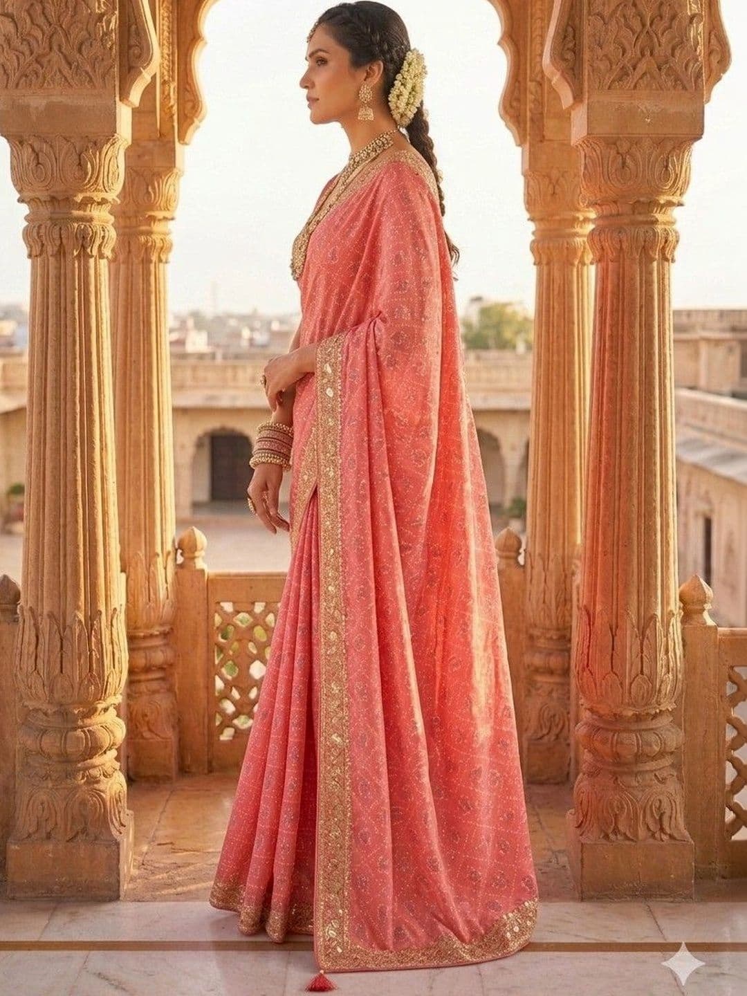 SmileyFashion Bandhani Embroidered Art Silk Designer Bandhani Saree thumbnail 2