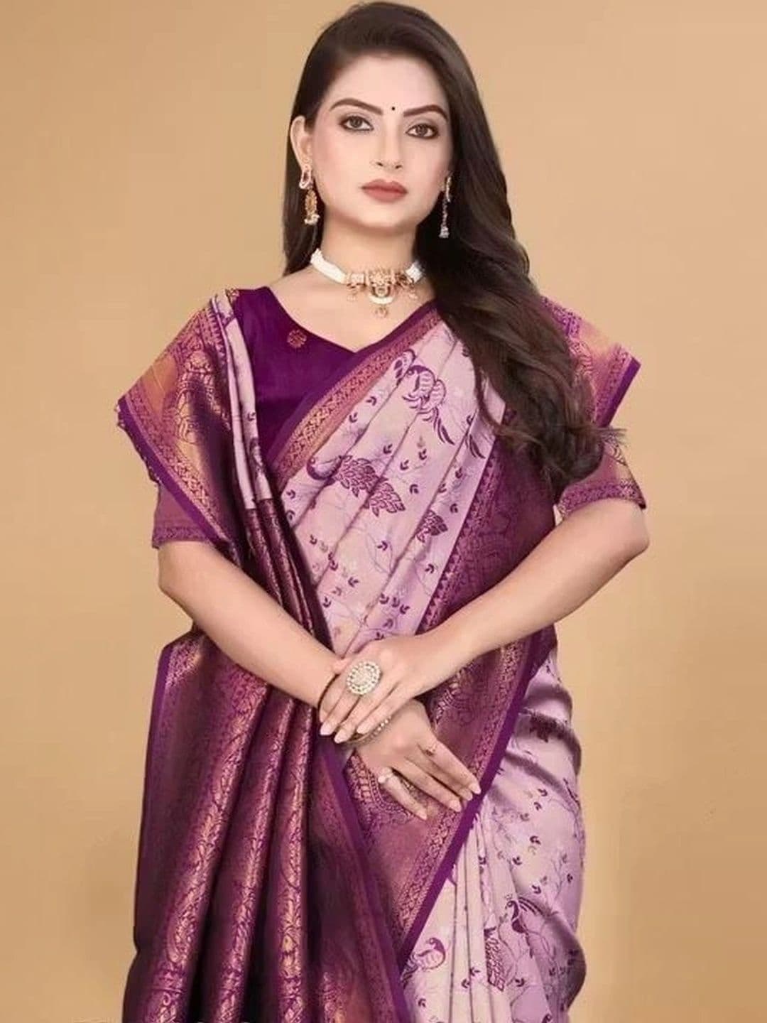 kantuba Woven Design Zari Silk Blend Banarasi Saree thumbnail 4
