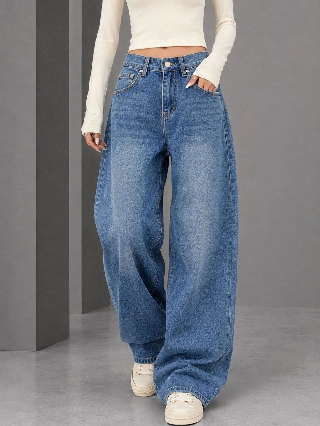 DressBerry Women Comfort Wide Leg High-Rise Light Fade Stretchable Jeans - view 1