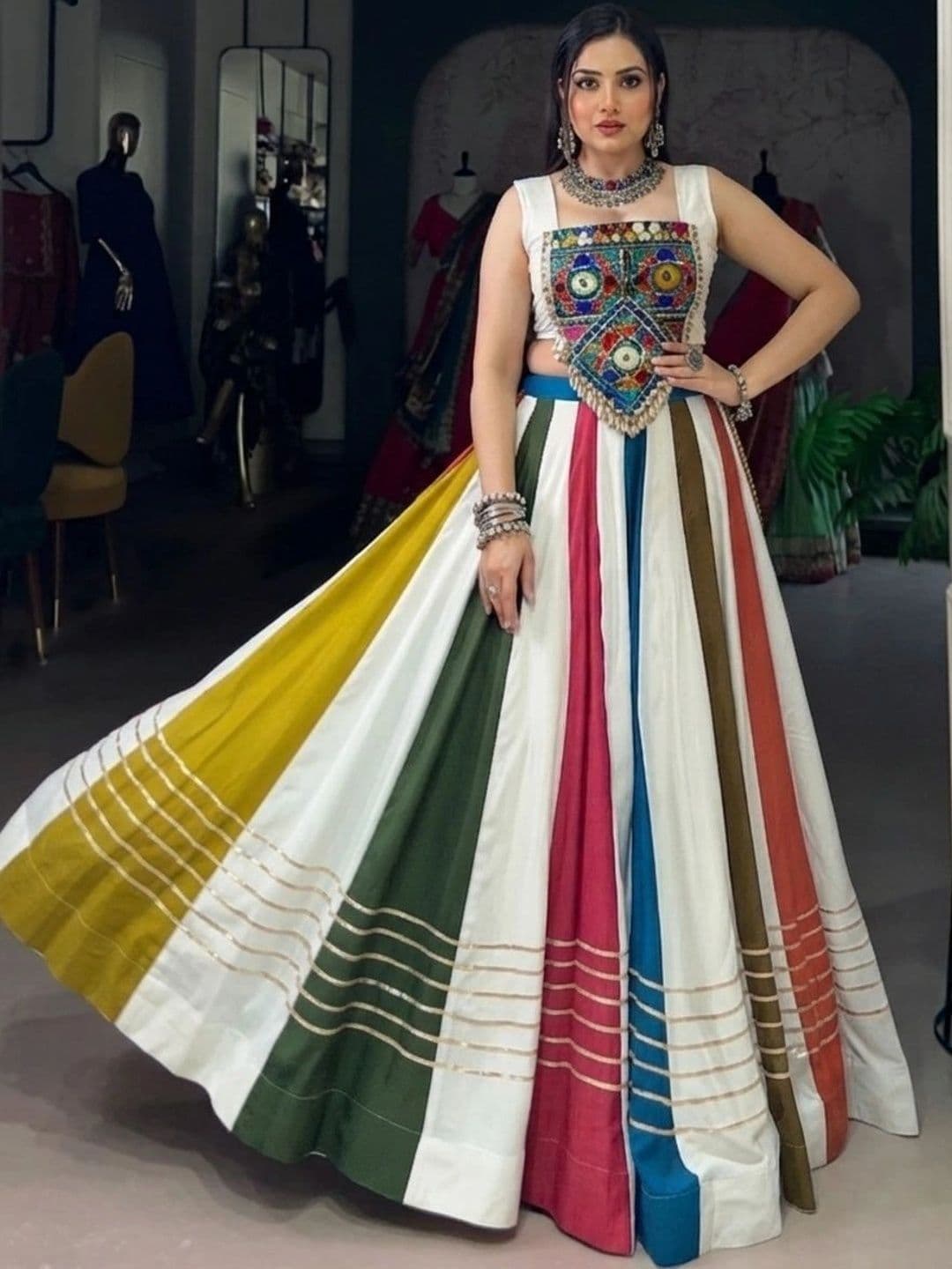Anouk Embroidered Semi-Stitched Lehenga & Unstitched - view 1