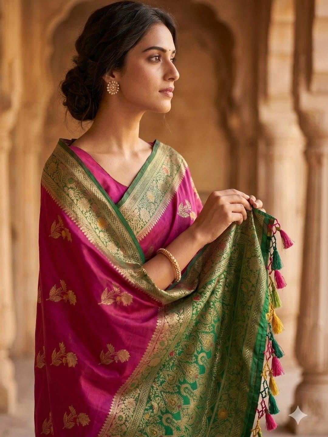 House of Neyvara Woven Design Zari Silk Blend Banarasi Saree thumbnail 2