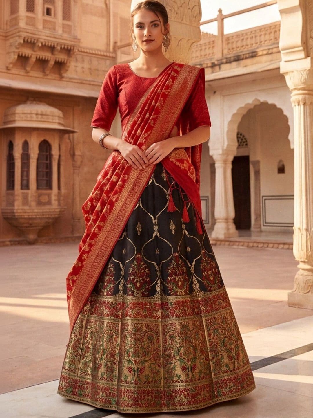 Anouk Rustic Semi-Stitched Lehenga & Unstitched Blouse With Dupatta thumbnail 5
