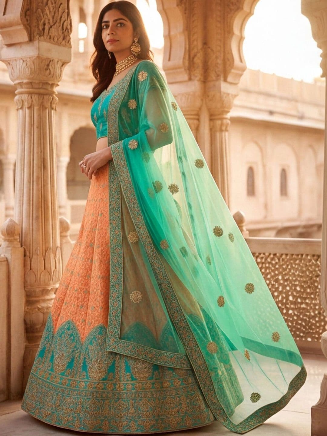 Anouk Rustic Embroidered Semi-Stitched Lehenga & Unstitched Blouse With Dupatta thumbnail 7