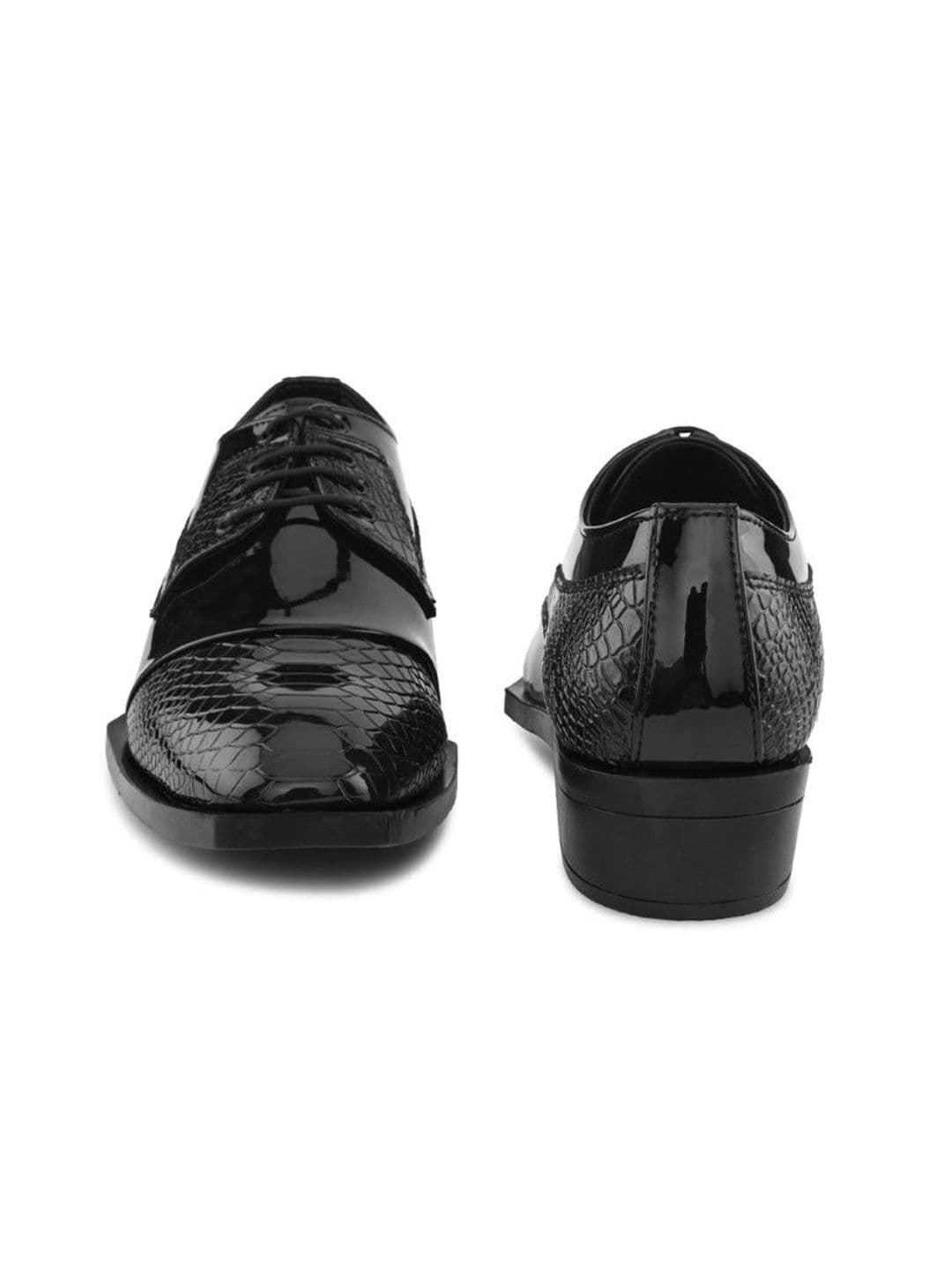House of Pataudi Men Textured Synthetic Patent Square Toe Lace-Ups Derbys Formal Shoes thumbnail 4