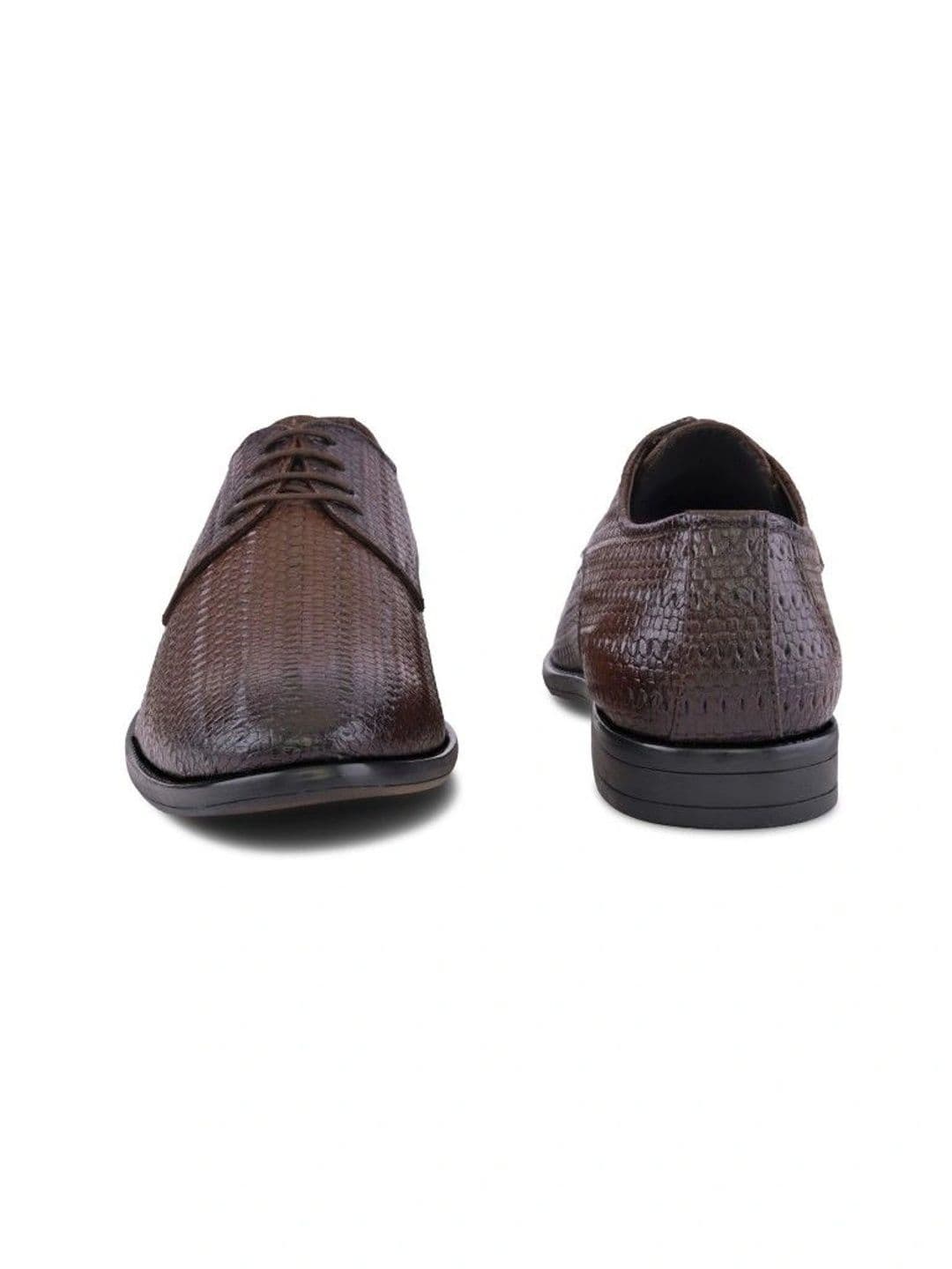 House of Pataudi Men Textured Pointed Toe Lace-Ups Derbys Formal Shoes thumbnail 4