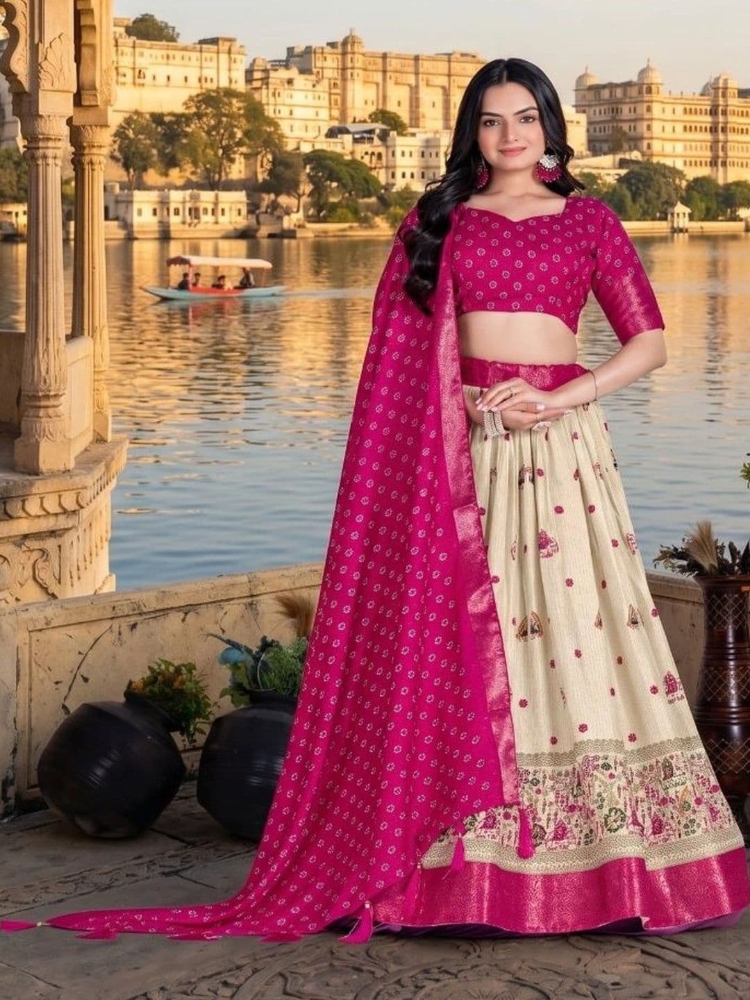 Anouk Semi-Stitched Lehenga & Unstitched Blouse With Dupatta thumbnail 2