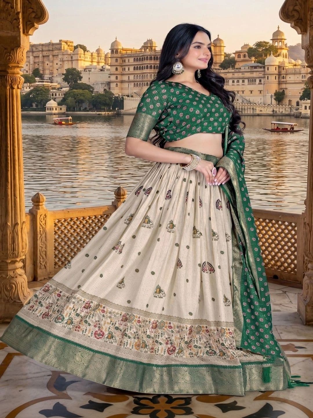 Anouk Semi-Stitched Lehenga & Unstitched Blouse With Dupatta thumbnail 6