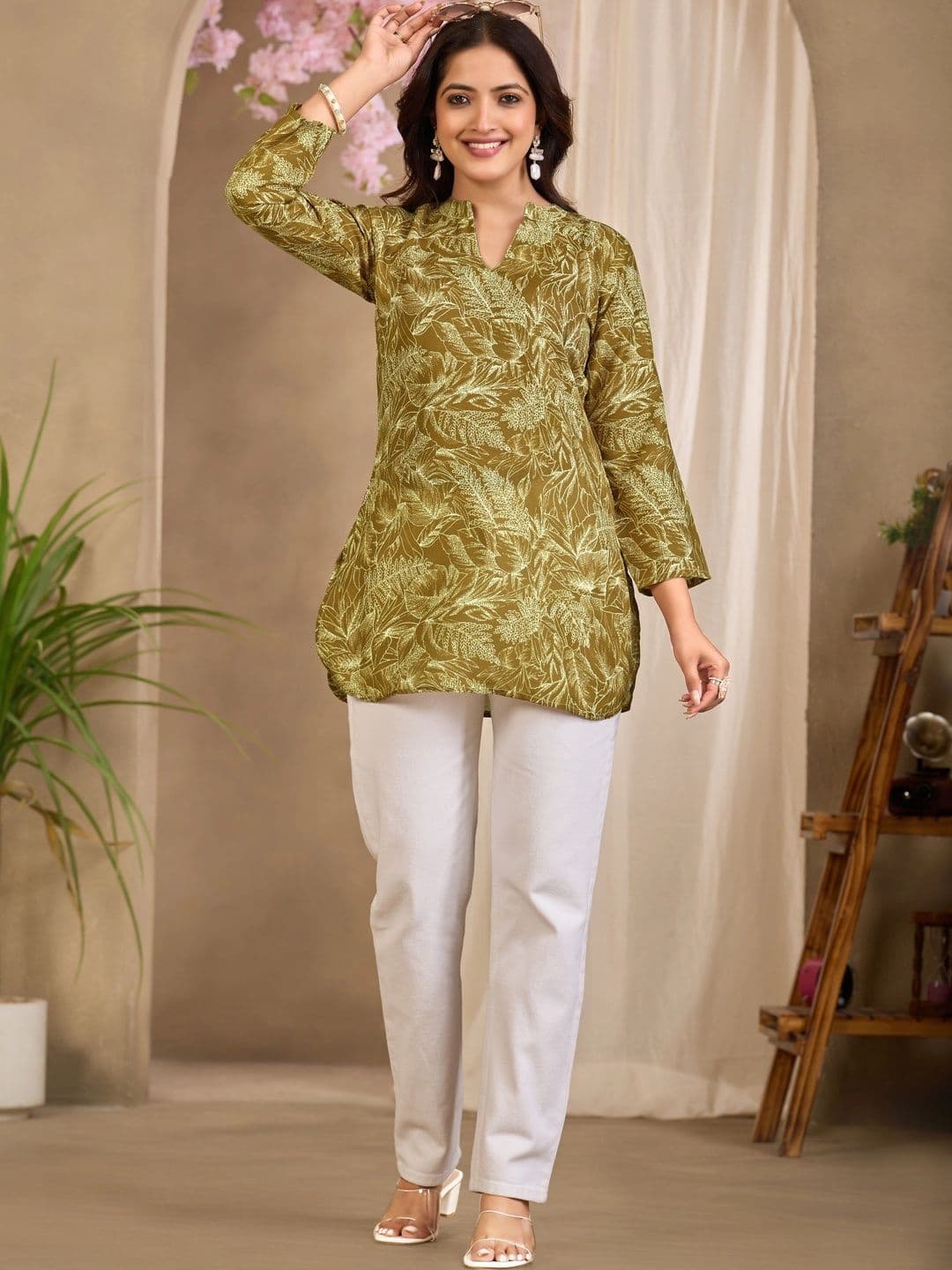 Klotden Viscose Rayon Printed Tropical Tunic thumbnail 2