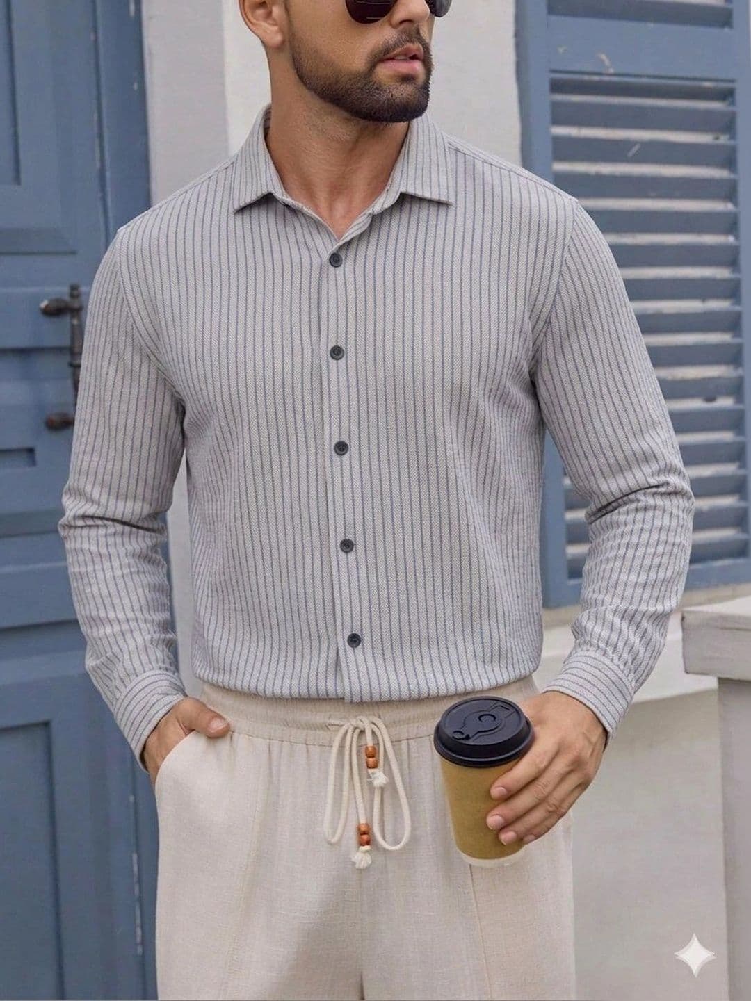 QUINTON Men Classic Striped Casual Shirt thumbnail 2