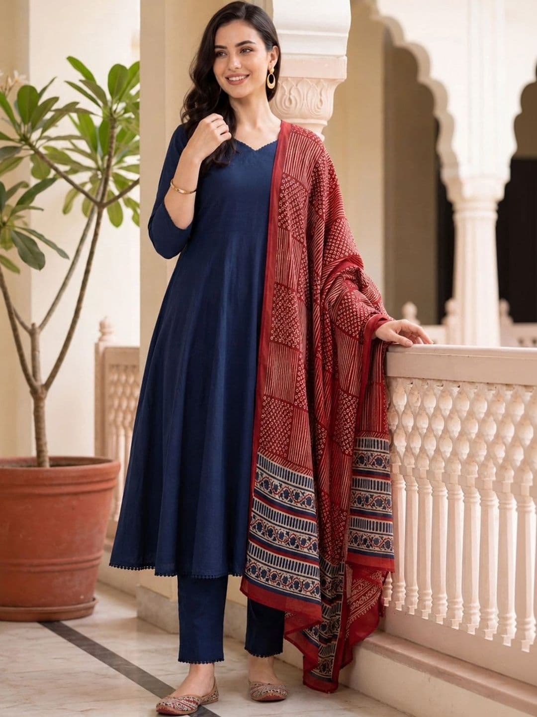 Indo Era Women Ethnic Motifs Regular Kurta with Trousers & With Dupatta - view 1