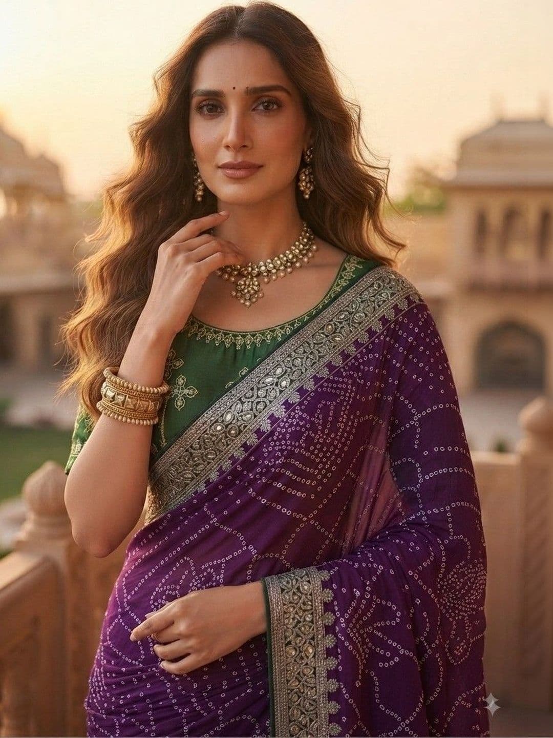 SmileyFashion Bandhani Zari Art Silk Designer Saree thumbnail 2