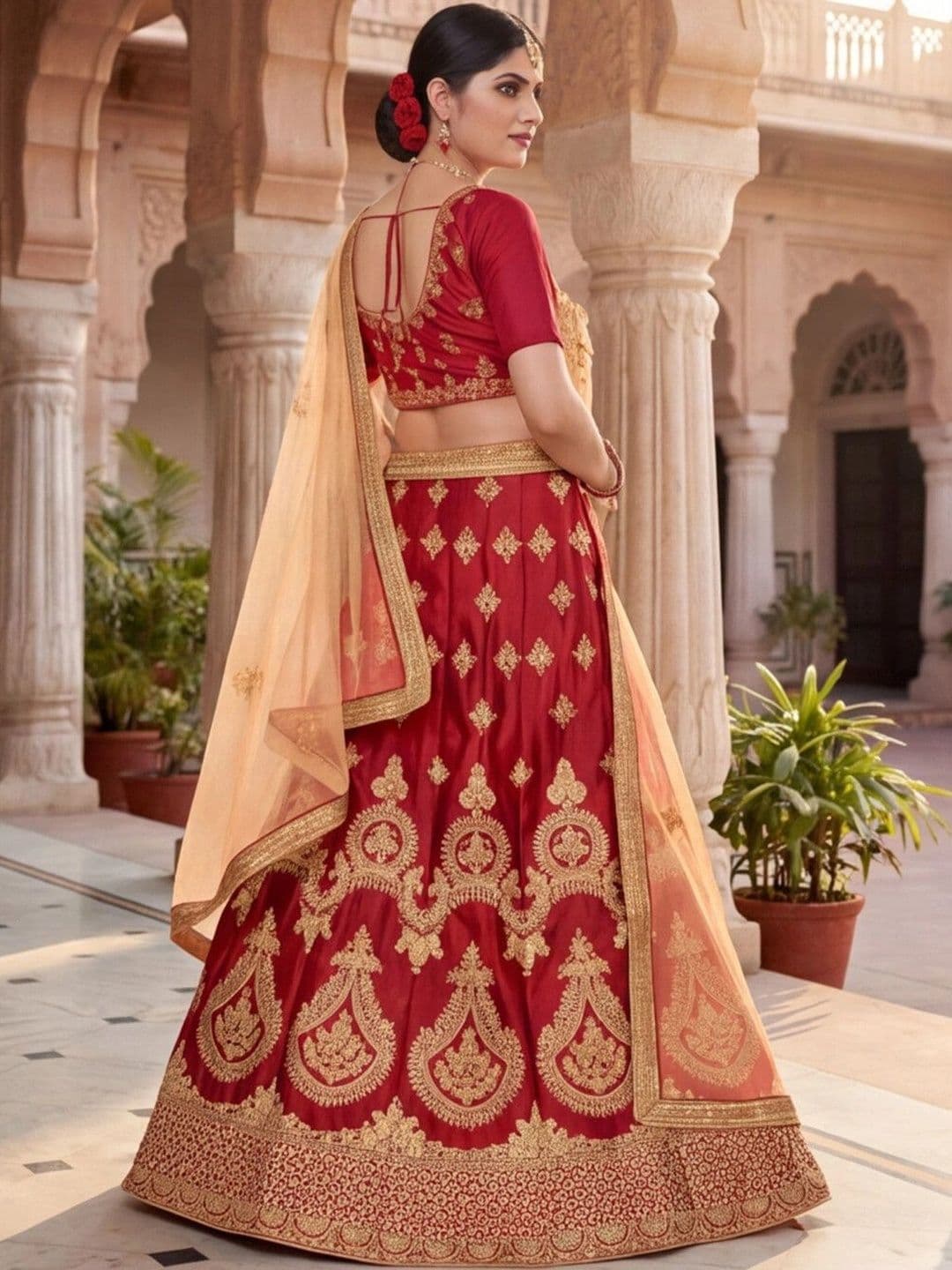 Anouk Rustic Embroidered Semi-Stitched Lehenga & Unstitched Blouse With Dupatta thumbnail 5