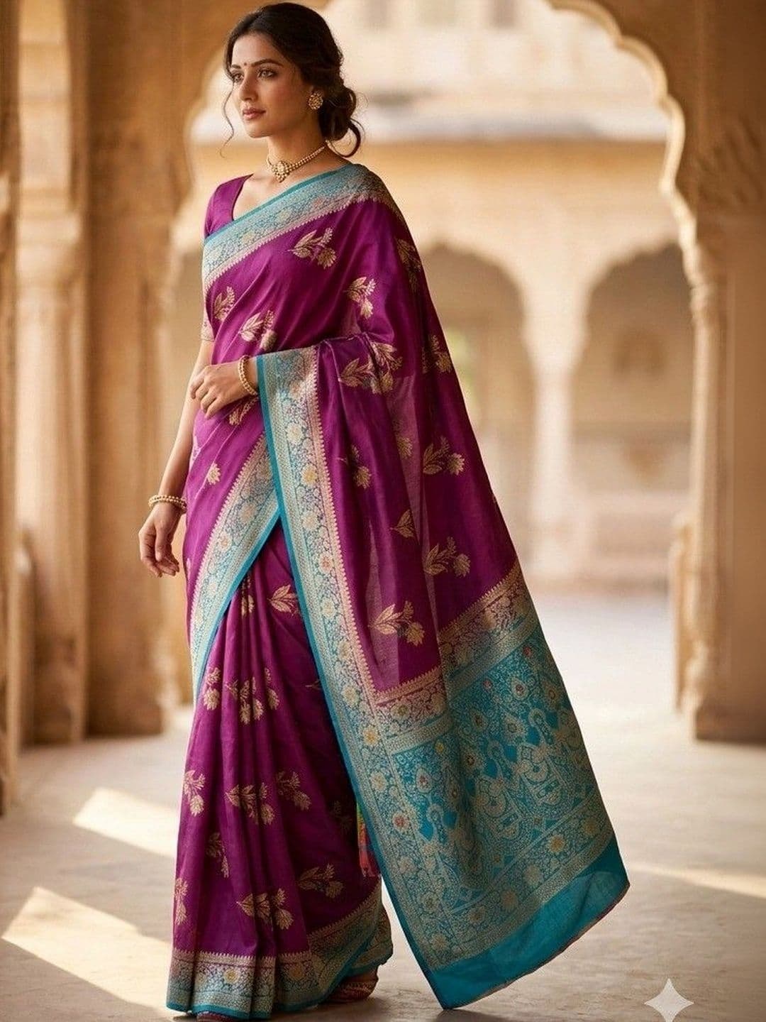 House of Neyvara Woven Design Zardozi Silk Blend Banarasi Saree - view 1