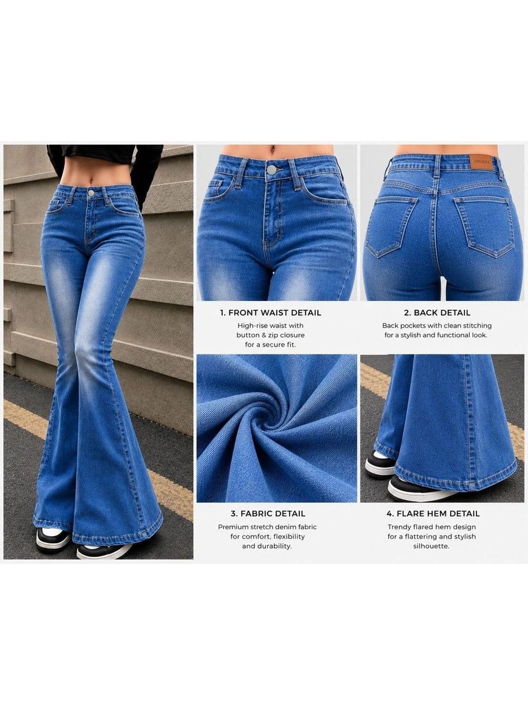 ADBUCKS Women Bootcut High-Rise Low Distress Stretchable Jeans thumbnail 3