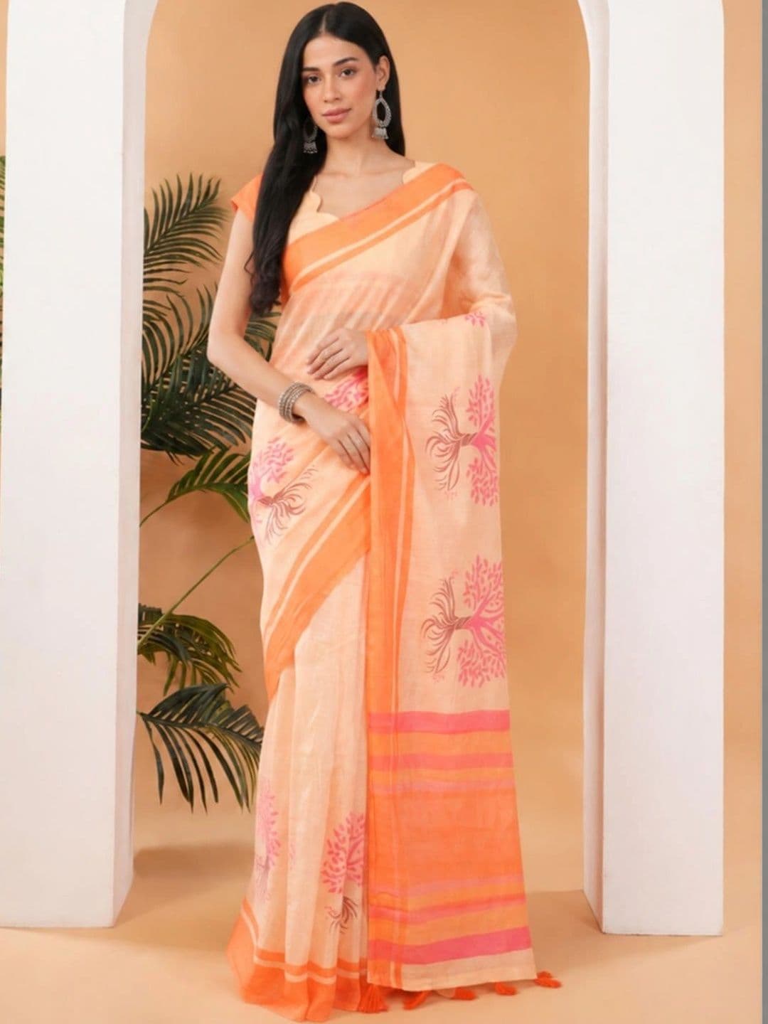 SAMANTHA Striped Linen Blend Saree - view 1