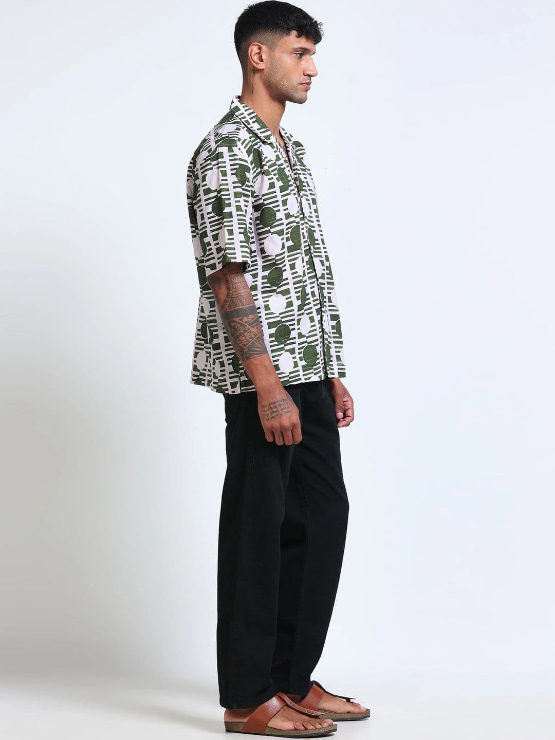StitchX Men Cotton Half Sleeve Breezy Abstract Printed Boxy Fit Shirt thumbnail 4