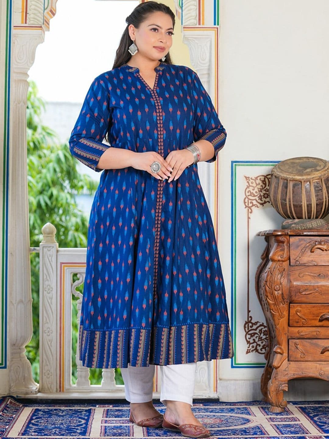 KALINI Plus Size  Printed Anarkali Kurta thumbnail 6