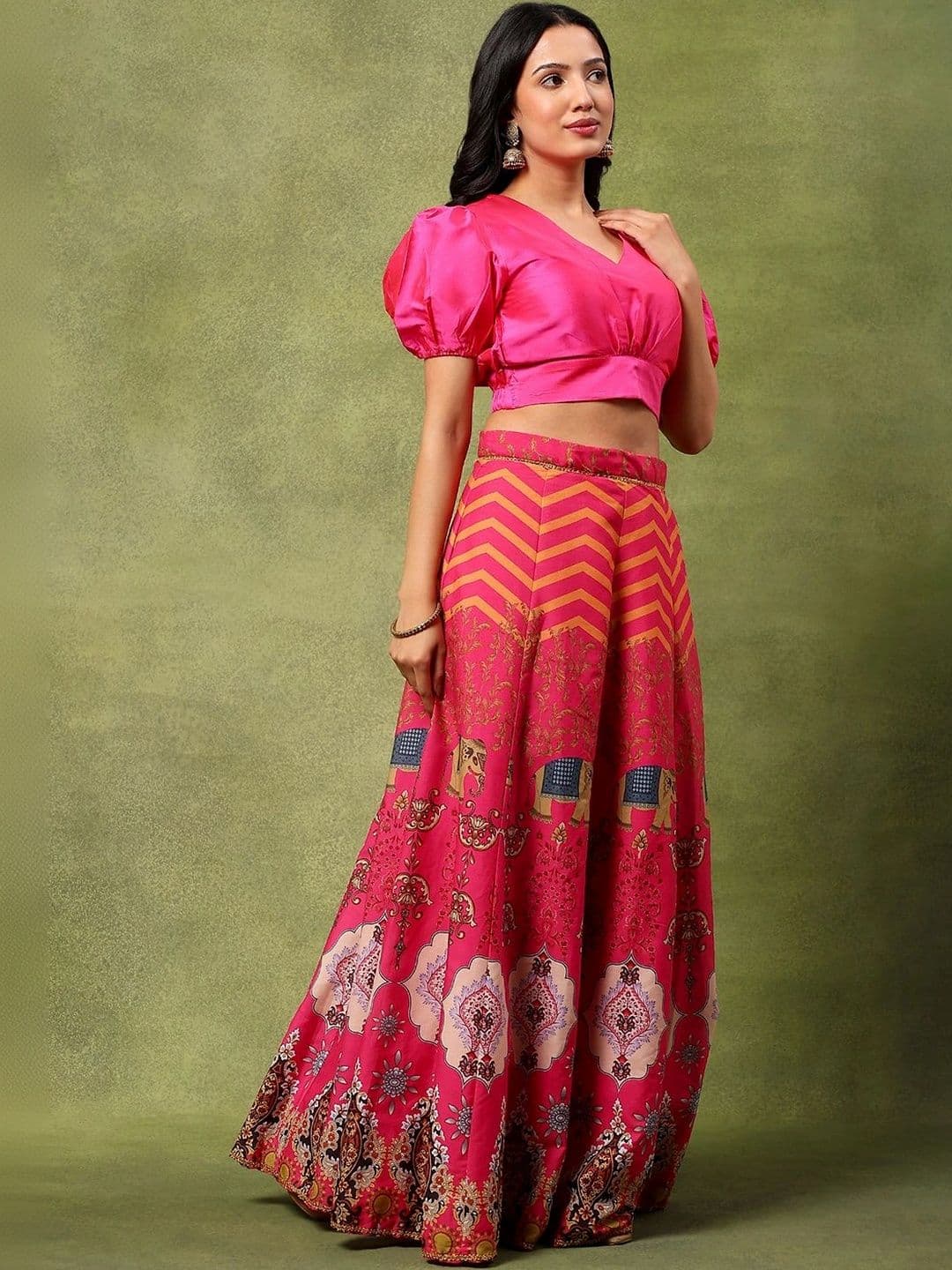 Frolic Rolic Silk Blouse & Printed Chanderi Skirt Set thumbnail 5