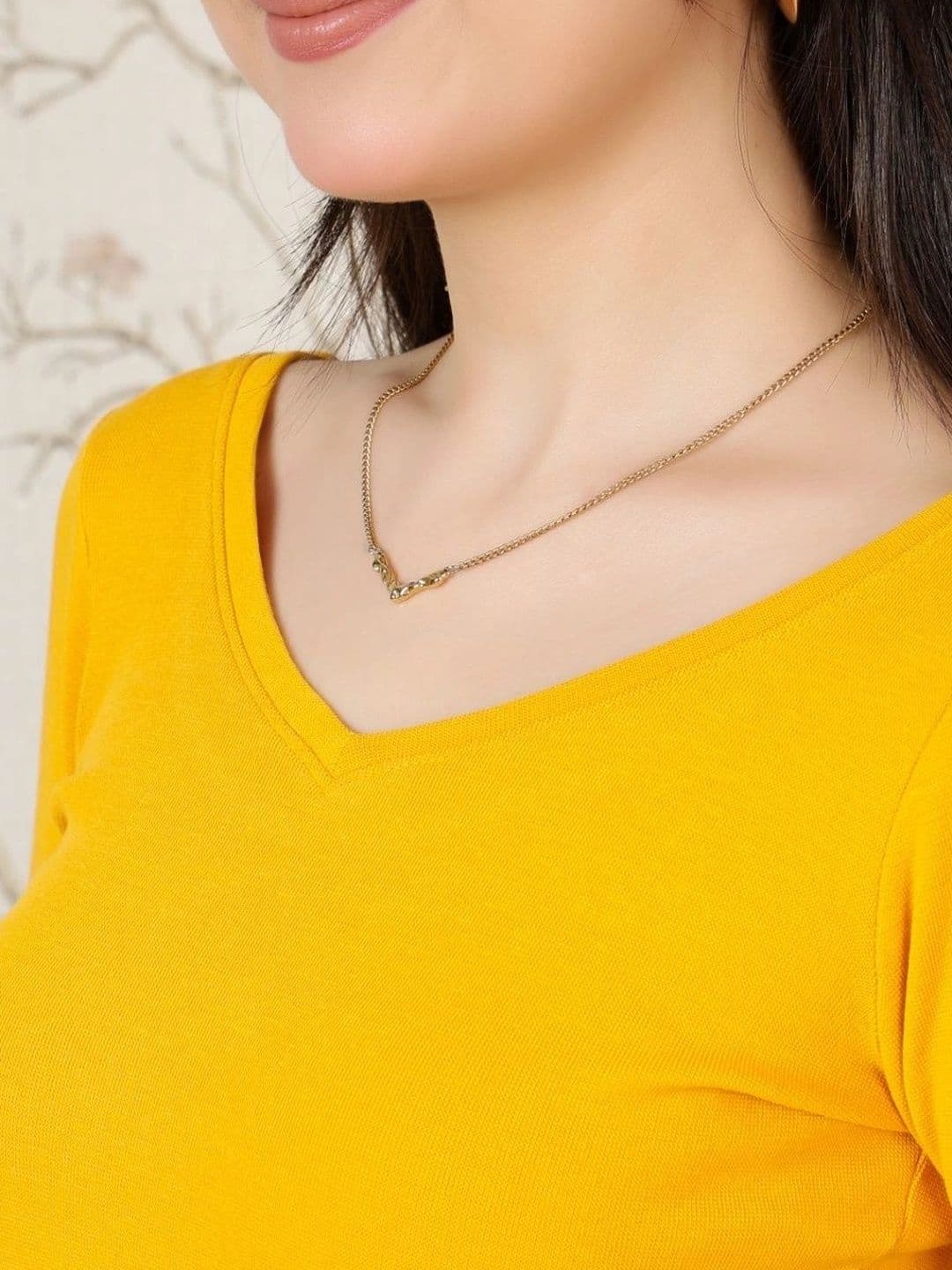 Mlada Women Solid V-Neck Slim Fit 3/4th Sleeves Cotton Blouse thumbnail 4