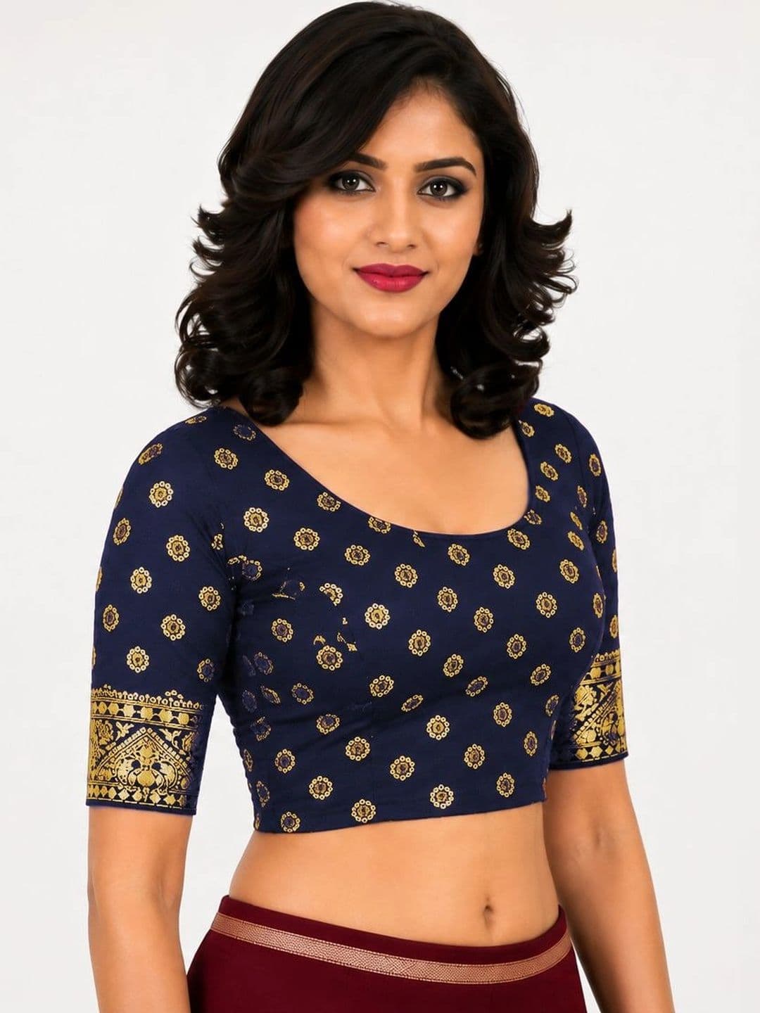 SmartQueen Printed Zari Saree Blouse - view 1