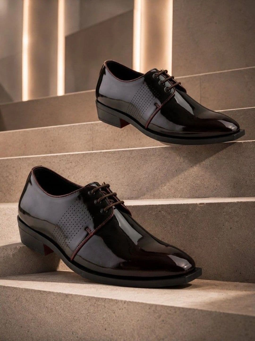 House of Pataudi Men Textured Pointed Toe Lace-Ups Derbys Formal Shoes - view 1