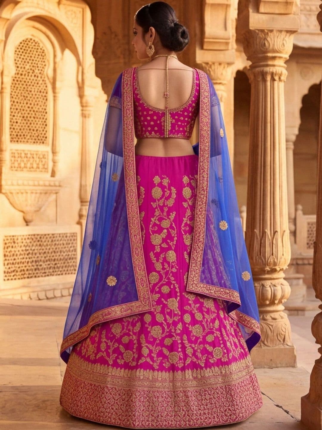 Mitera Embroidered Semi-Stitched Lehenga & Unstitched Blouse With Dupatta thumbnail 2