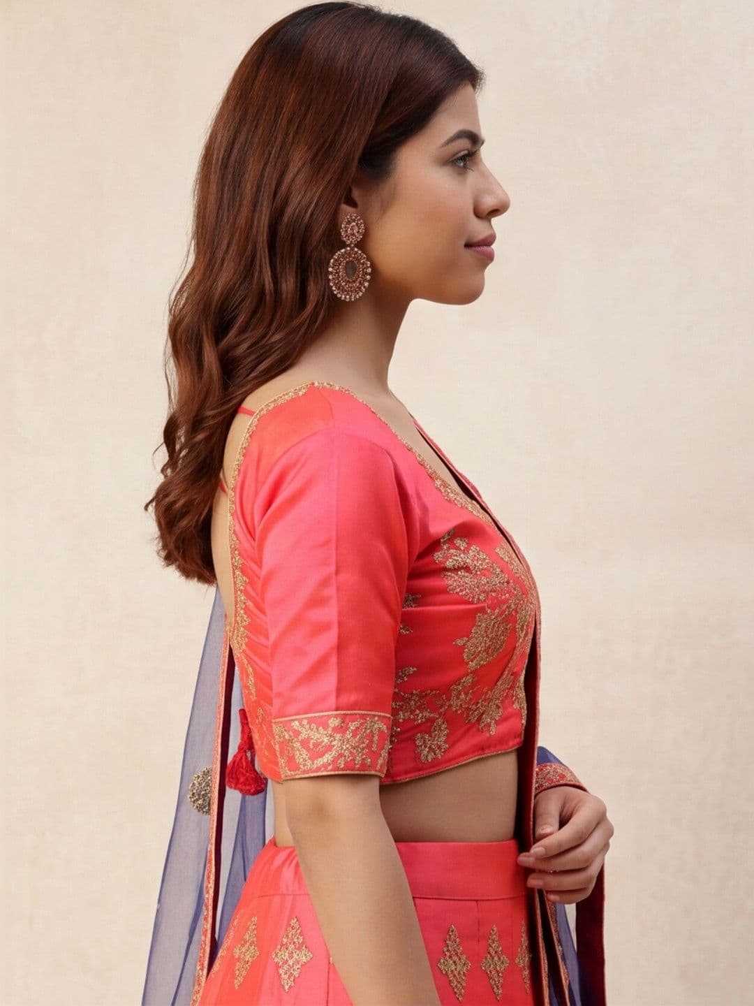 Anouk Rustic Embroidered Semi-Stitched Lehenga & Unstitched Blouse With Dupatta thumbnail 7
