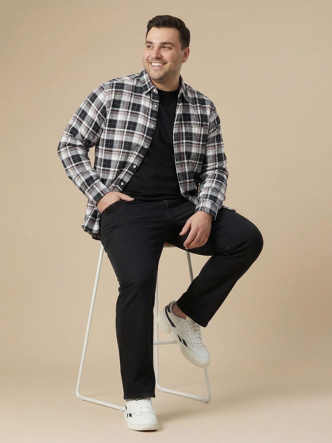 Sztori Plus Size Tartan Checked Pure Cotton Casual Shirt thumbnail 3