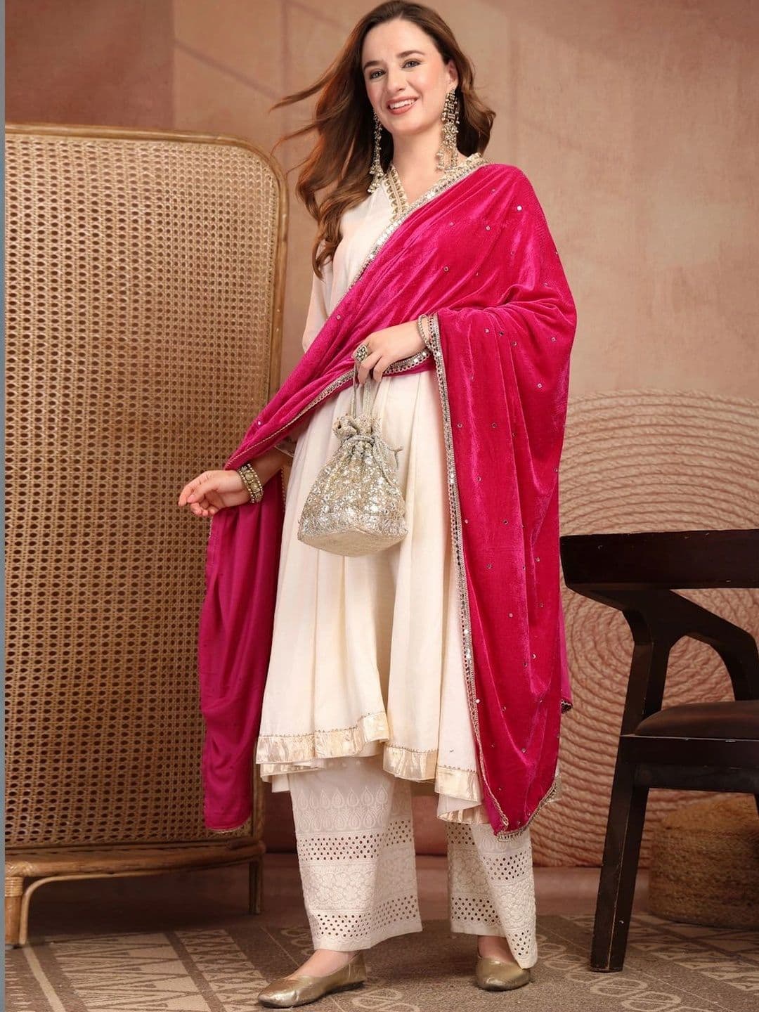 Clora Creation Velvet Dupatta with Sequinned thumbnail 4