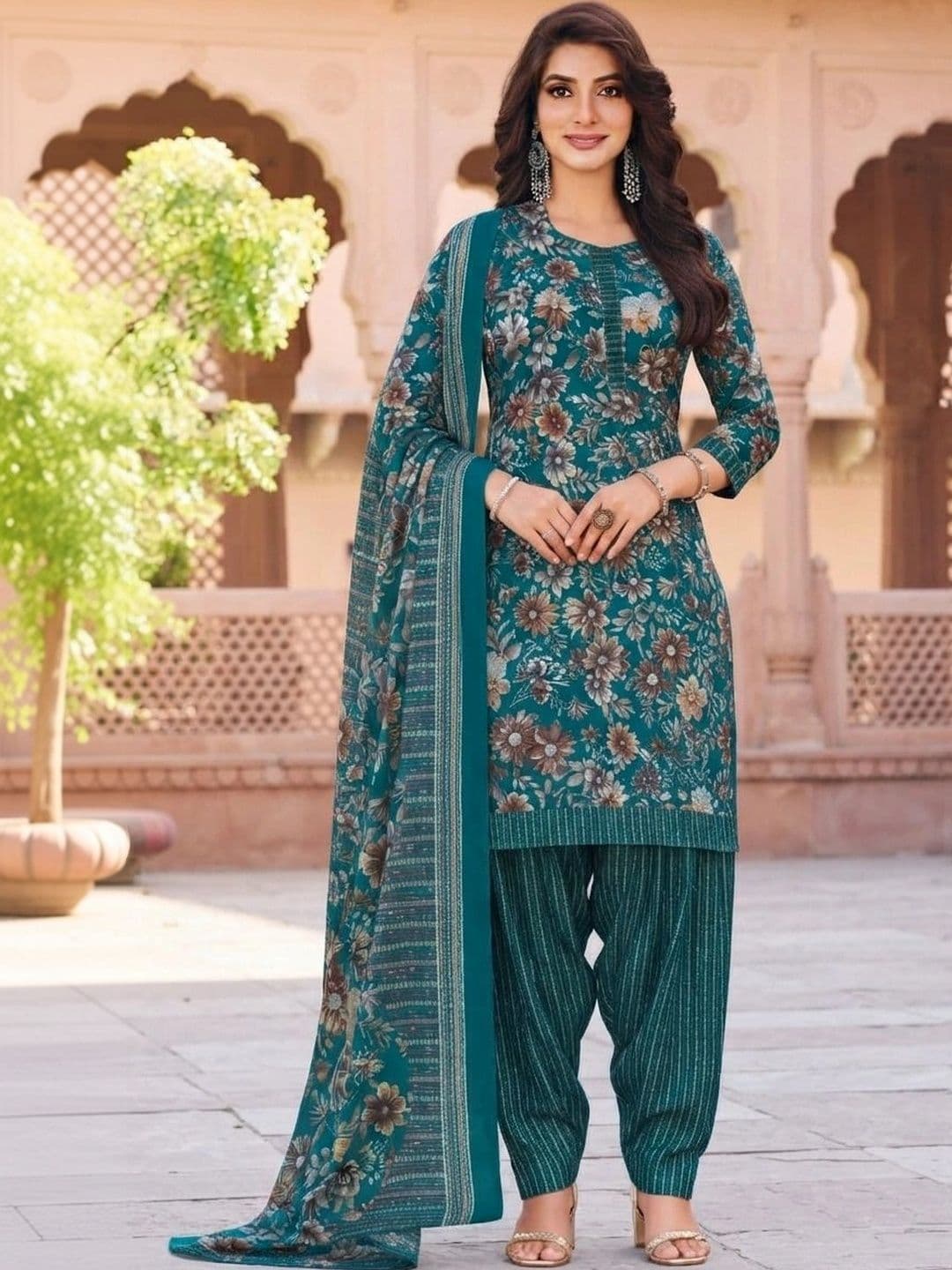 shree jeenmata collection Printed Pure Cotton Unstitched Dress Material thumbnail 5