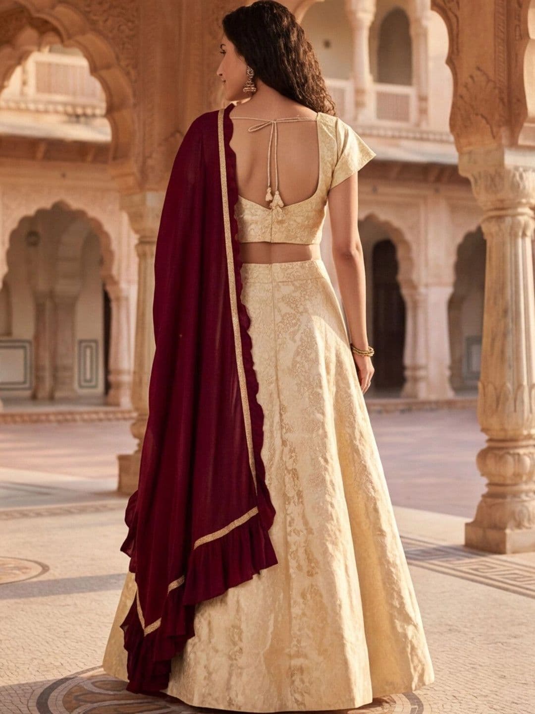Mitera Semi-Stitched Lehenga & Unstitched Blouse With Dupatta thumbnail 2