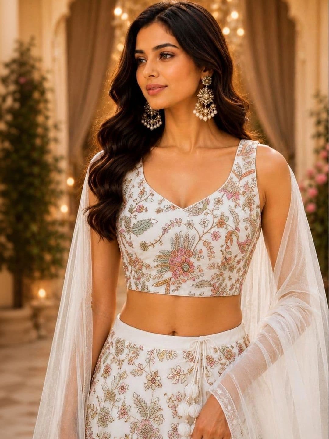 Indi Kal Embroidered Thread Work Ready to Wear Lehenga & Blouse With Dupatta thumbnail 2