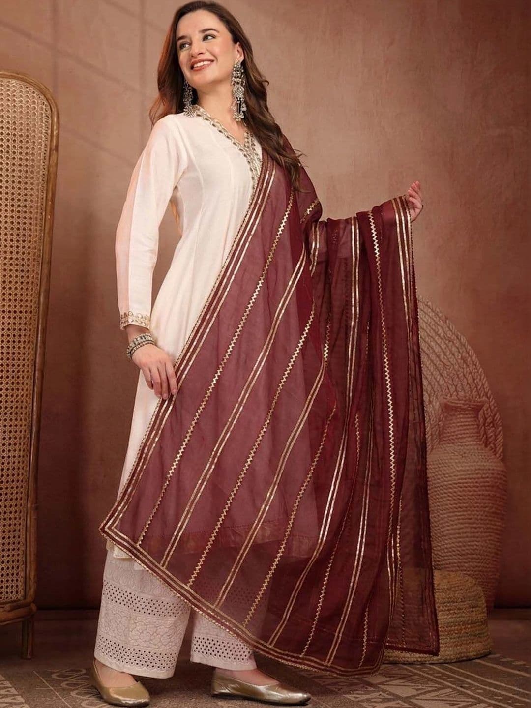 Clora Creation Striped Organza Dupatta thumbnail 5