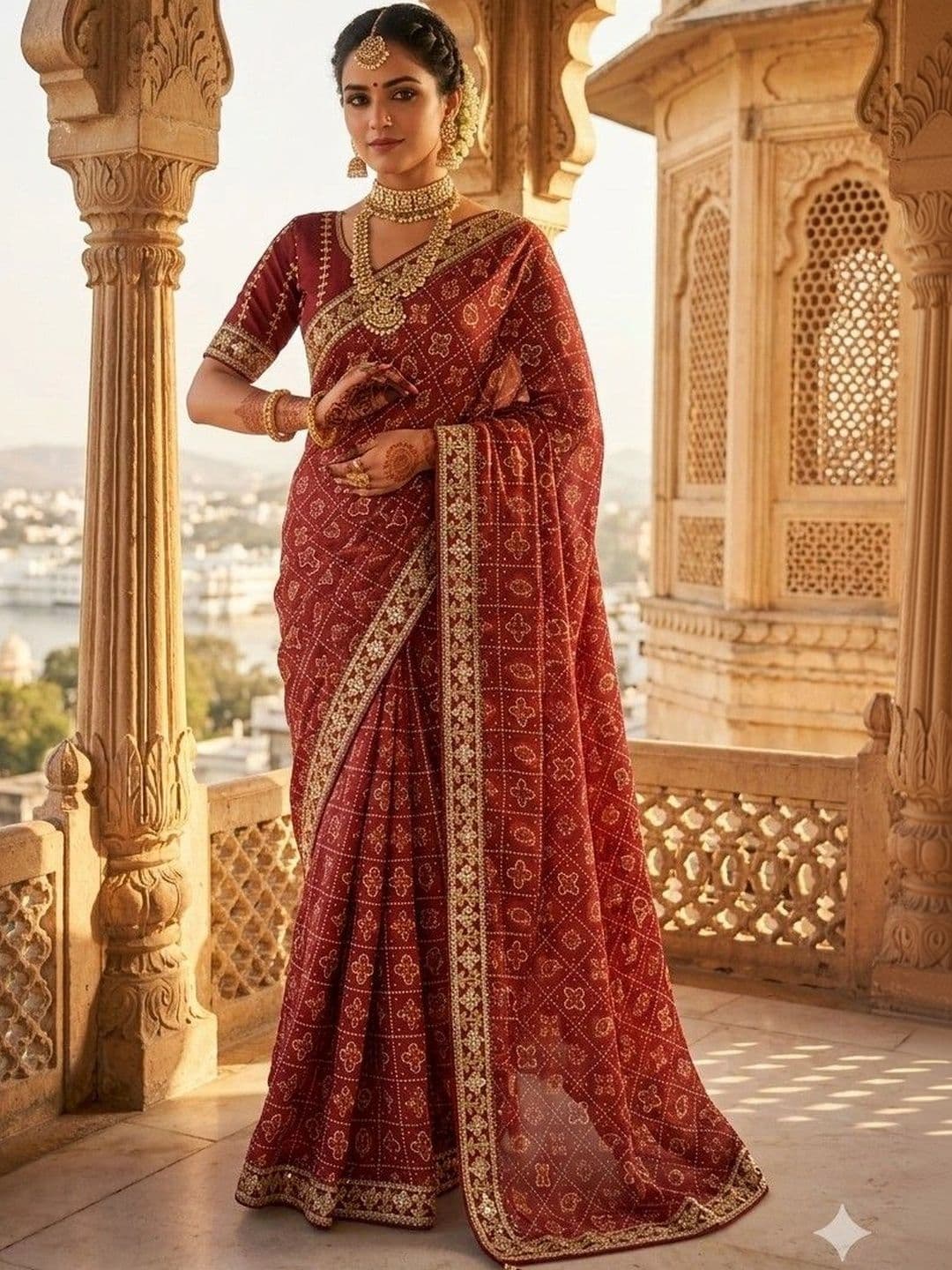 SmileyFashion Bandhani Zari Art Silk Designer Bandhani Saree - view 1