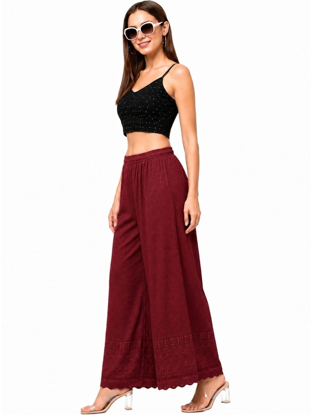 Threadbloom Women Embroidered Knitted Ethnic Palazzos thumbnail 3