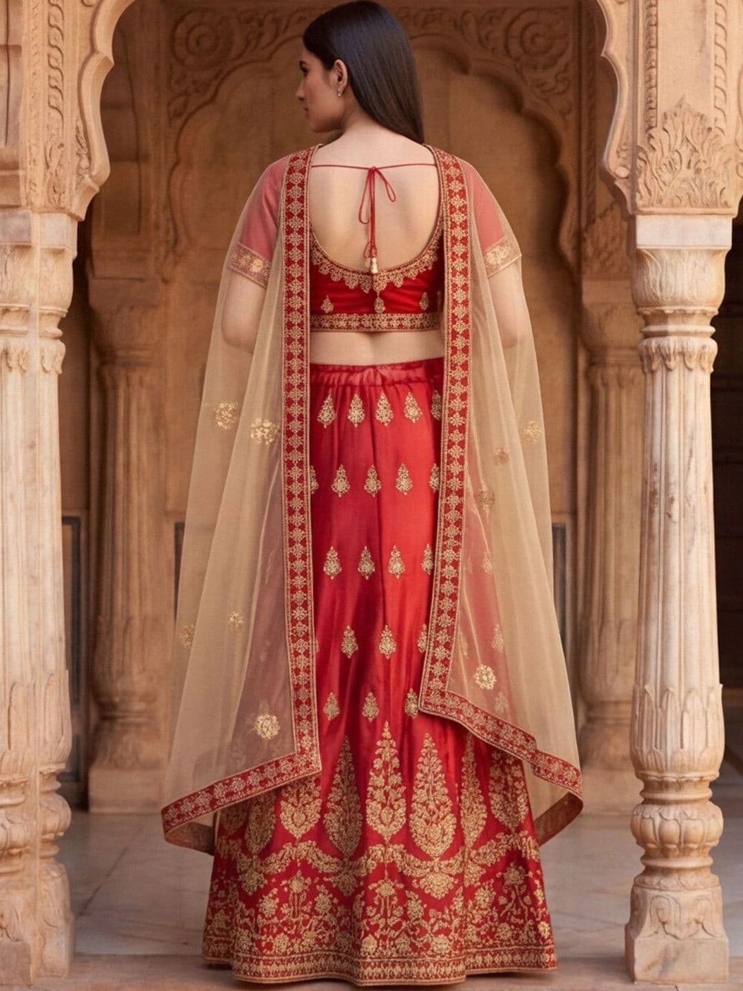 Mitera Embroidered Semi-Stitched Lehenga & Unstitched Blouse With Dupatta thumbnail 5