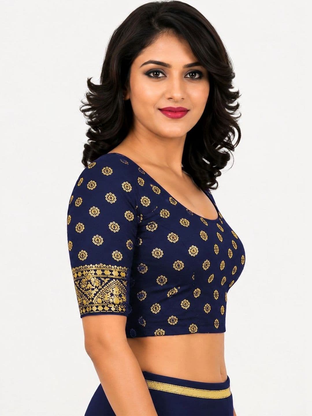 SmartQueen Printed Zari Saree Blouse thumbnail 4