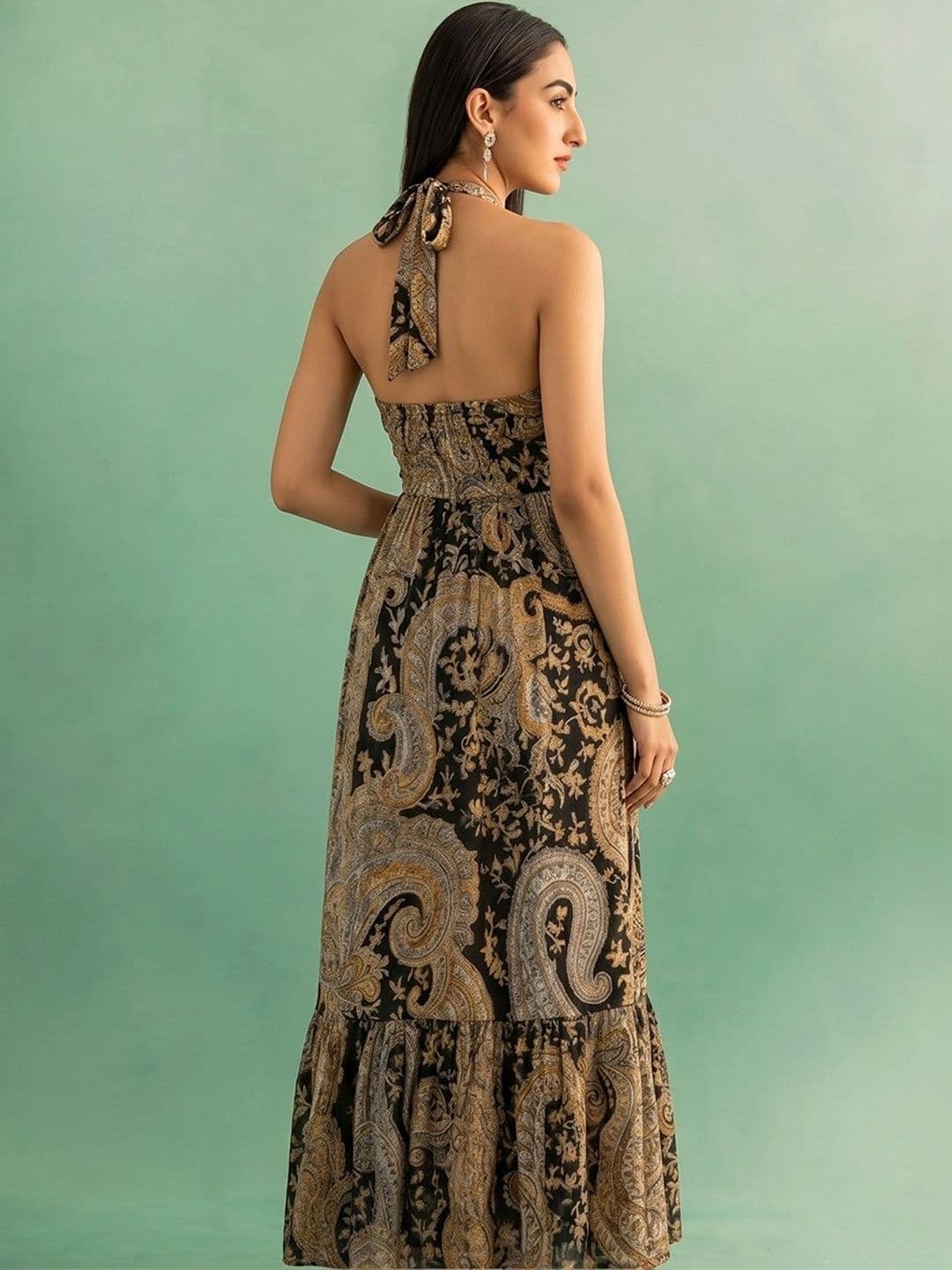 AADVIKA Print Halter Neck Maxi Dress thumbnail 3