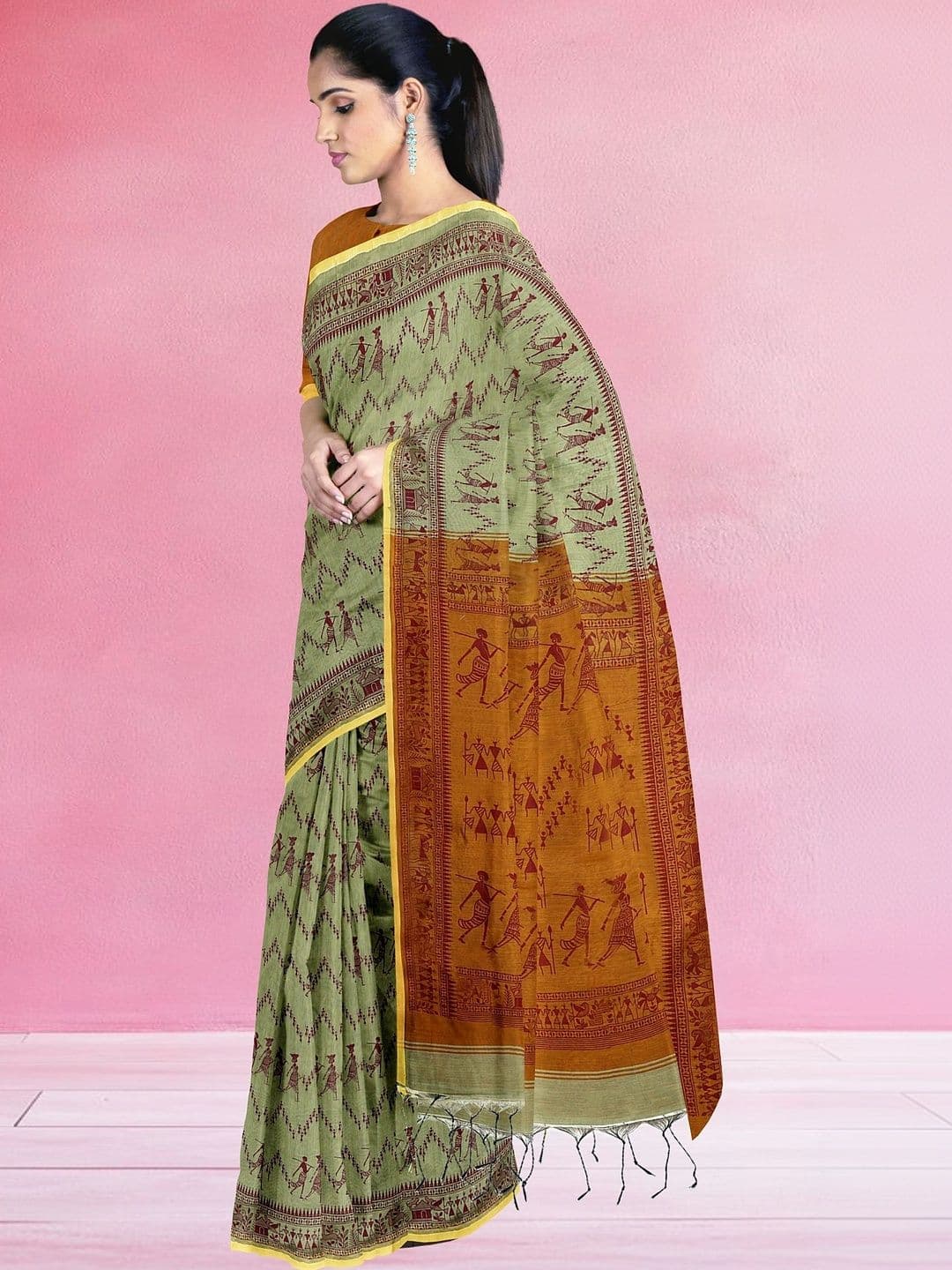 The Chennai Silks Warli Pure Cotton Fusion Taant Saree thumbnail 2