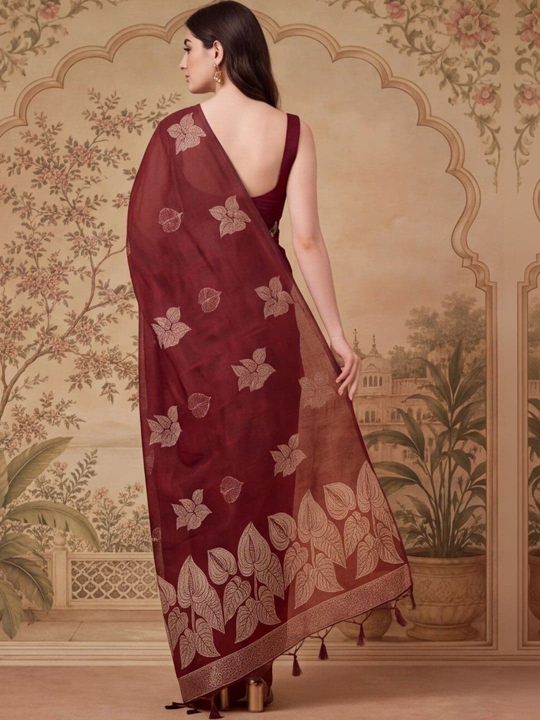 Jaipur Kurti Woven Design Zari Silk Cotton Fusion Banarasi Saree thumbnail 5